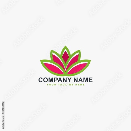 Lotus logo design vector. Beautiful flower illustration symbol. Plant  flower and leaf vector icons.