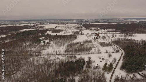 Aerial view of winter landscape