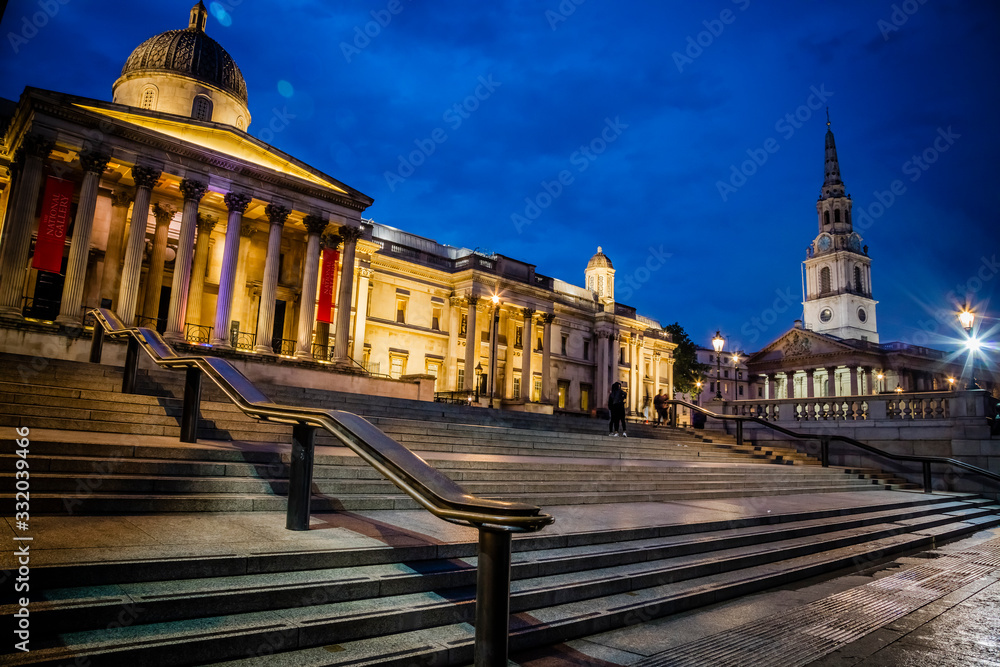 Trafalgar Square with National Gallery, London