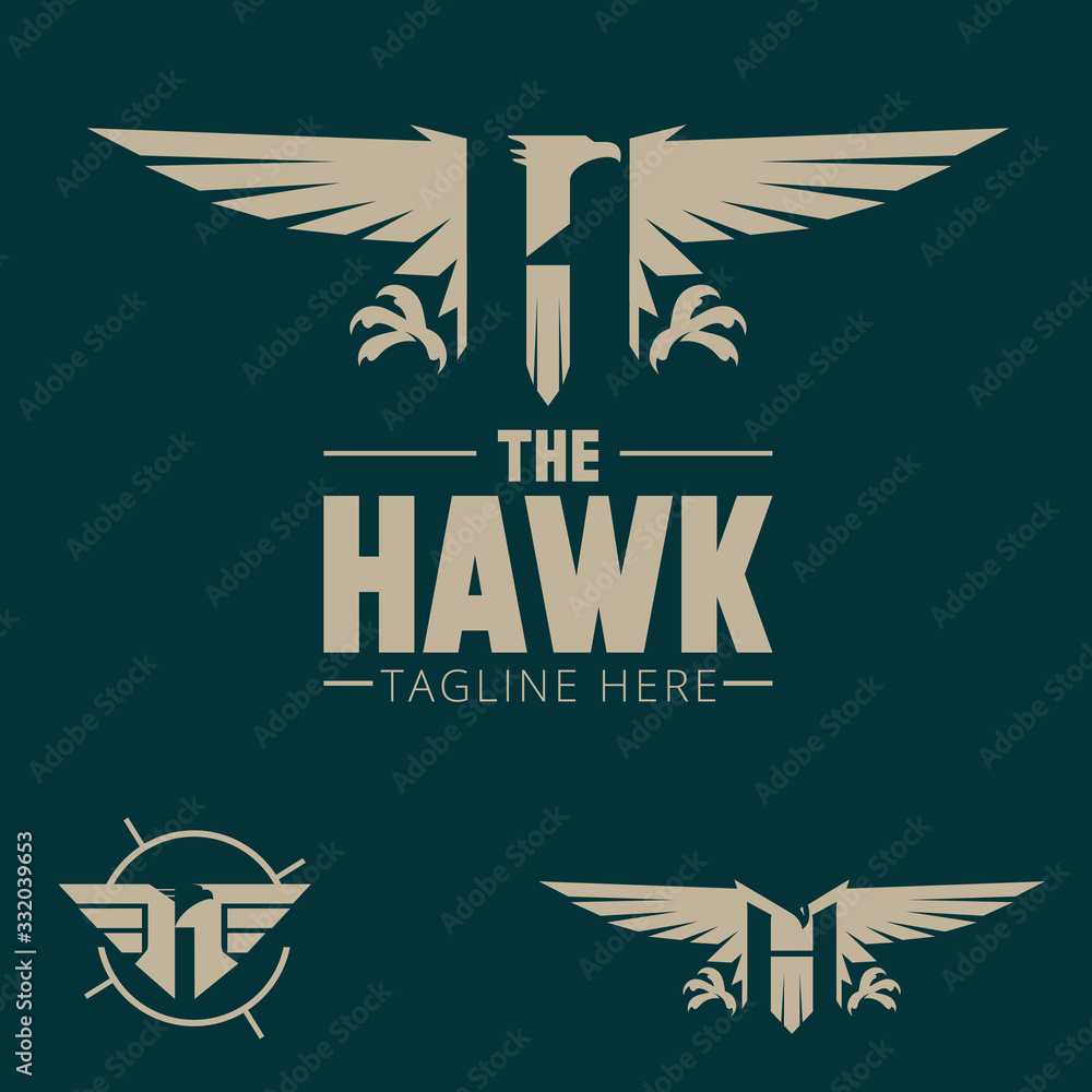 Obraz na płótnie letter H Hawk bird theme vector logo set