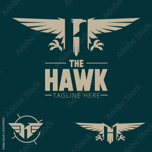 Fototapeta H logo. letter based Hawk bird theme vector