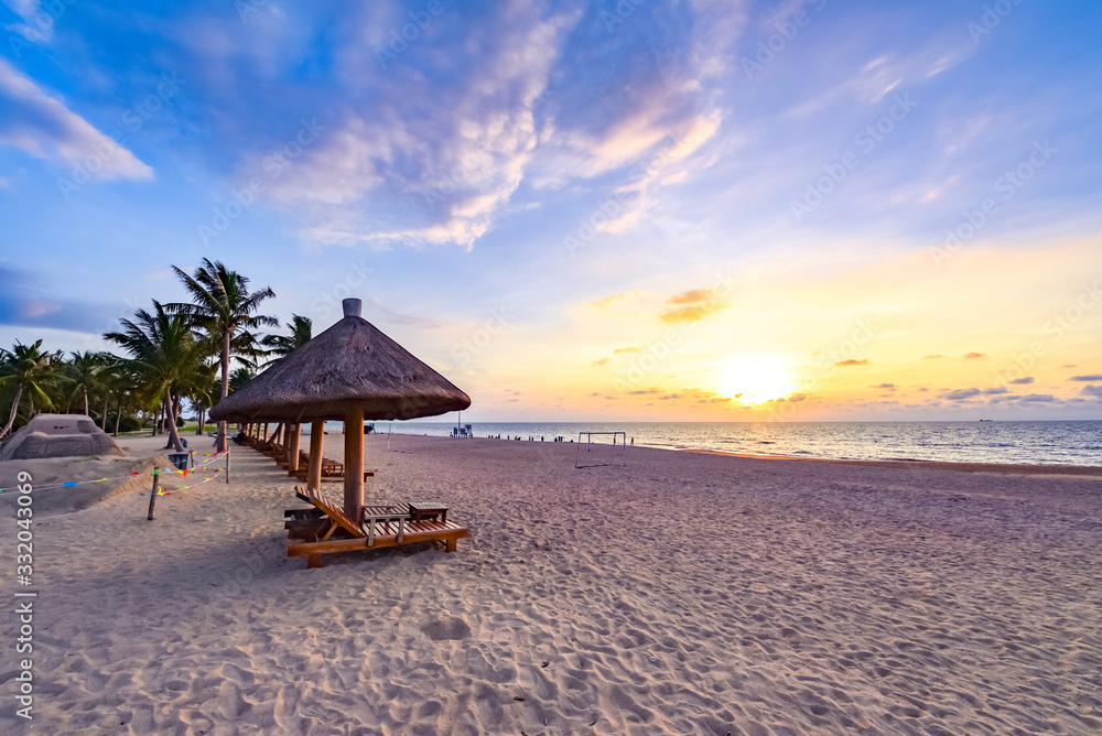Coastal Resort Scenery of Hainan Island (Longmu Bay), a Tourism Destination for Summer Vacation in China, with Tropical Climate and Beautiful Landscape. Coastal Resort Scenery of Hainan Island (Longmu Bay), a Tourism Destination for Summer Vacation in China, with Tropical Climate and Beautiful Landscape.