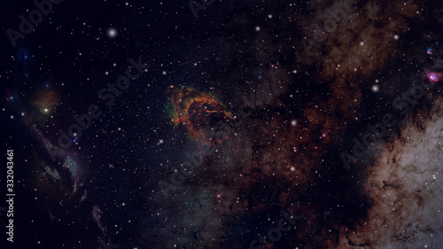 Dark colorful nebula and galaxy in outer space. Beautiful science fiction concept.