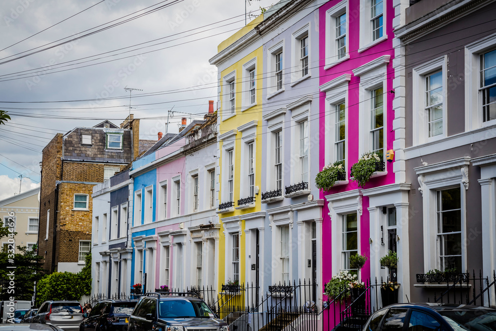 Coloured houses in Notting Hill, London