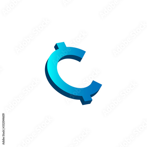 initial letter c logo prospective blue