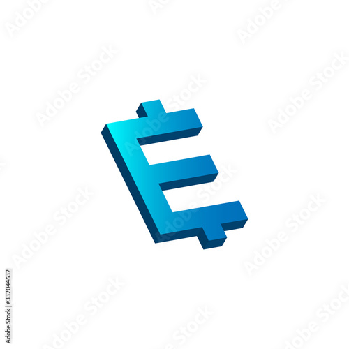initial letter e logo prospective blue