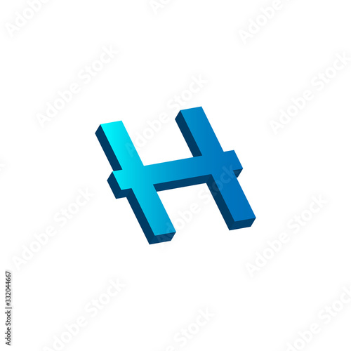 initial letter h logo prospective blue