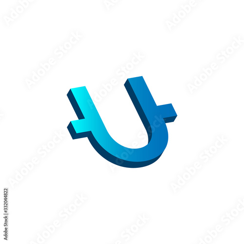 initial letter u logo prospective blue