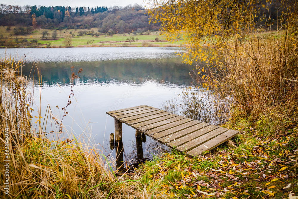 Autumn at a lake in the Eifel, Germany