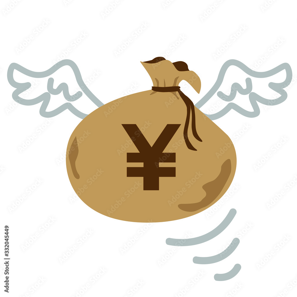 羽のついた日本円記号のお金が飛んでいくイラスト Stock Vector Adobe Stock