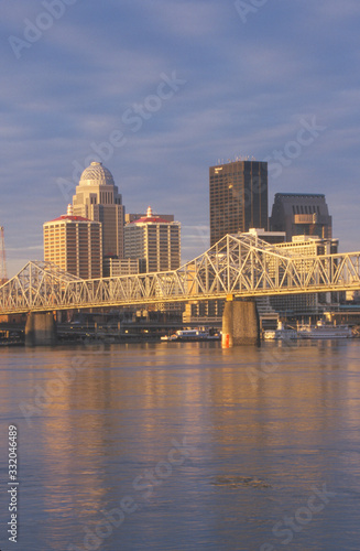 Ohio River and Louisville skyline  KY shot from Indiana