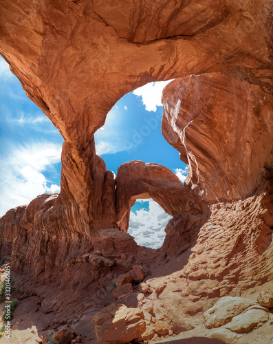 Billede på lærred The ever-unique Double Arch in Arches National Park, Utah.
