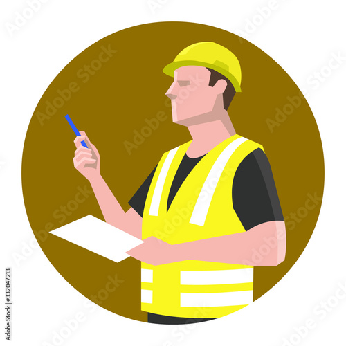 Fotografia Construction supervisor, engineer holding pen and paper