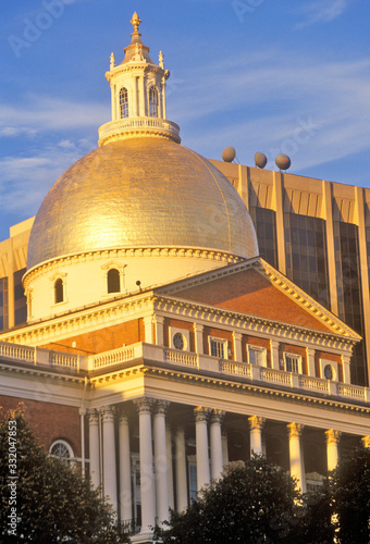 State Capitol at Sunset, Boston, Massachusetts
