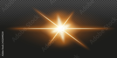 Gold glowing light on a transparent background