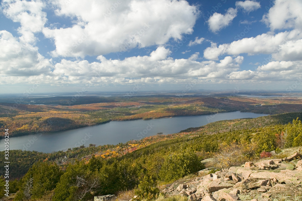 Lake view in autumn from Acadia National Park, Maine