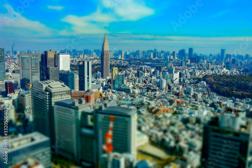Obraz na plátně Tokyo skyline from Hyatt Hotel