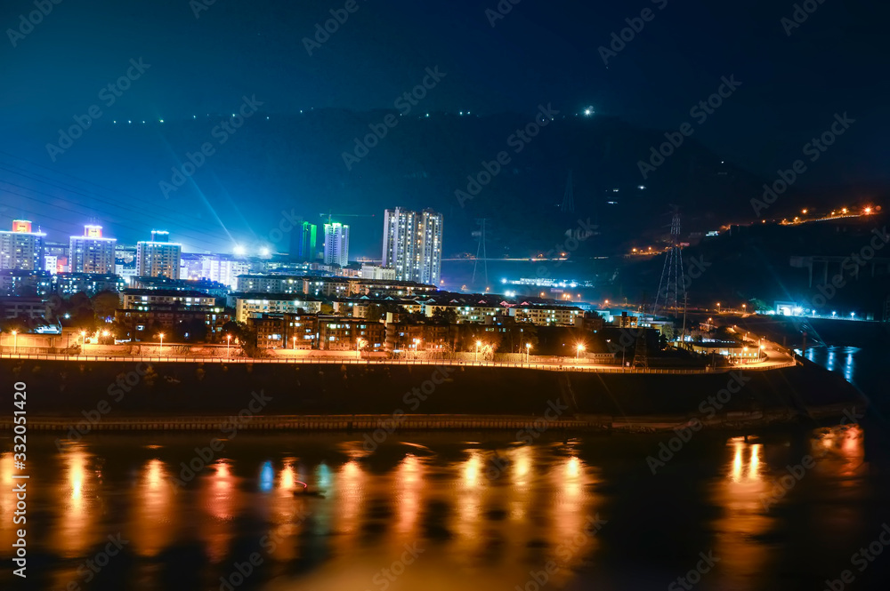Night view of city by jinsha river