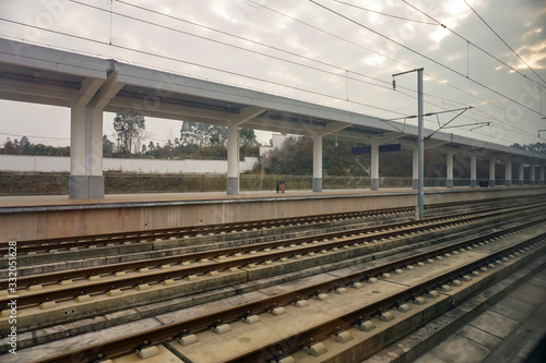 Railway station platforms and rails