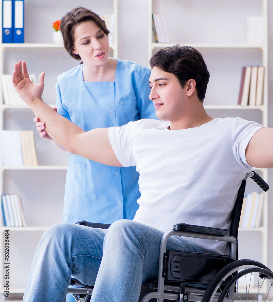 Fototapeta premium Patient undergoing rehabilitation recovery programme with doctor