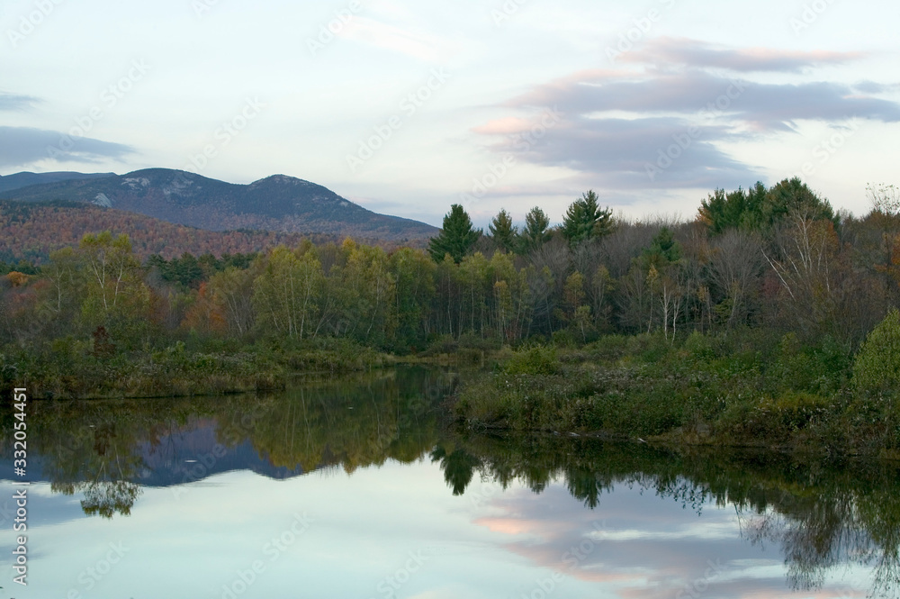 Autumn pond in White Mountains of New Hampshire, New England