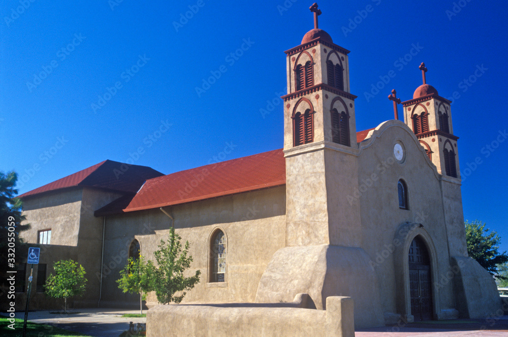 Stucco church on road to Taos, NM