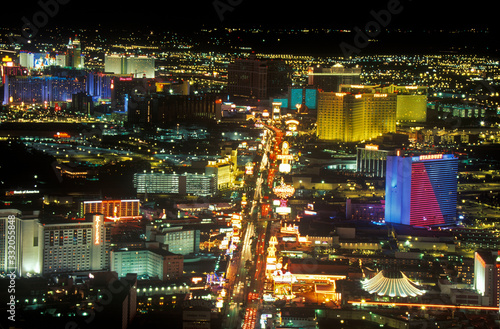 View of the strip at night from the Stratosphere Tower  NV