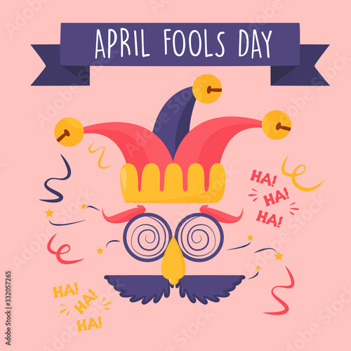 hand drawn april fools day funny mask. flat design
