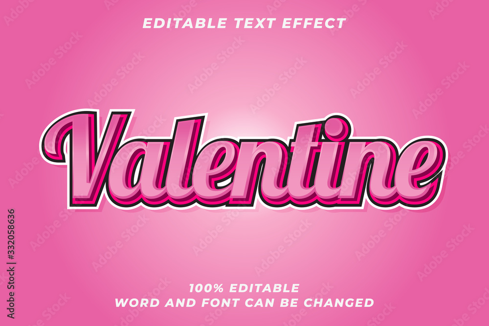 Romantic Valentine text style effect Premium Vector