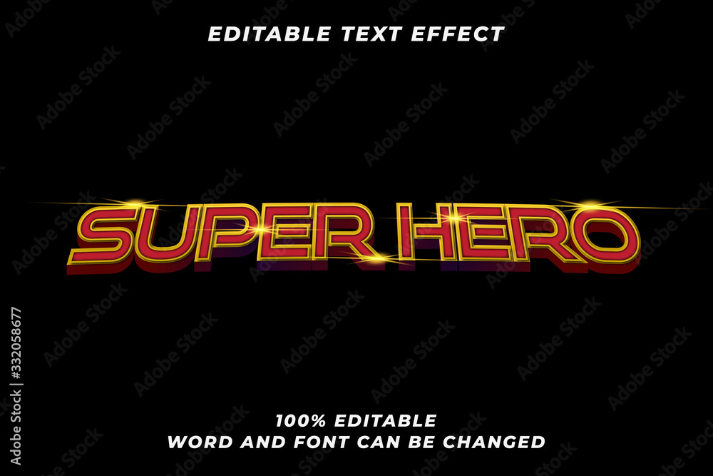 Plakat Współcześni Bohaterowie Efekt 3d Pogrubionego Stylu Tekstu Premium Wektor