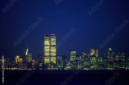 Manhattan Skyline from Staten Island at night, New York City, NY
