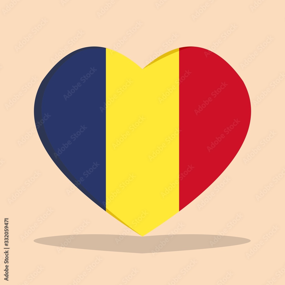 Fototapeta premium The national flag of chad love icon isolated on cream background vector illustration