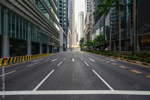 Quiet Singapore street with less tourists and cars during the pandemic of Coronavirus disease (COVID-19).