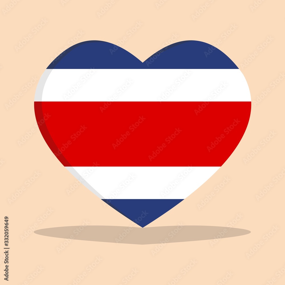 The national flag of costa rica love icon isolated on cream background vector illustration The national flag of costa rica love icon isolated on cream background vector illustration