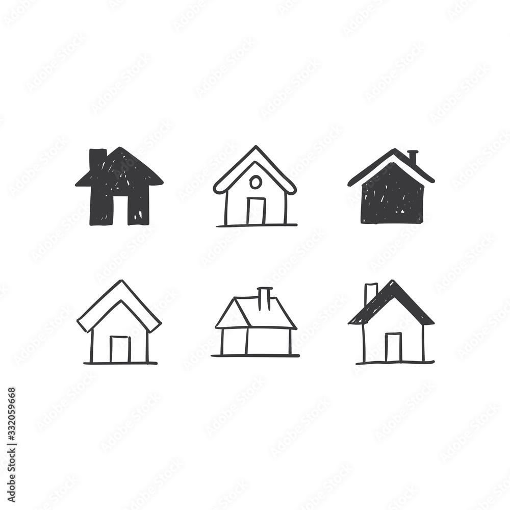 House doodle illustrations, hand drawn cute homes. Stay home campaign. #stayhome House doodle illustrations, hand drawn cute homes. Stay home campaign. #stayhome