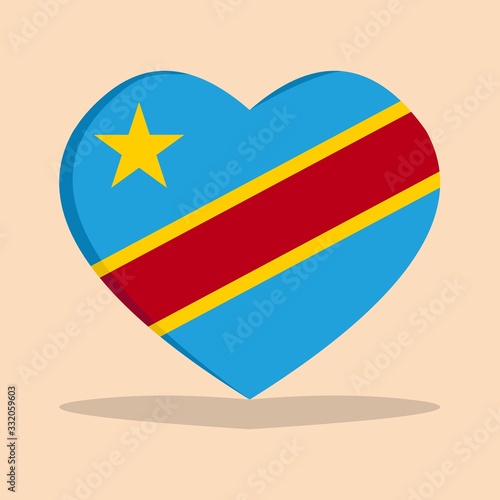 The national flag of democratic republic of the congo love icon isolated on cream background vector illustration