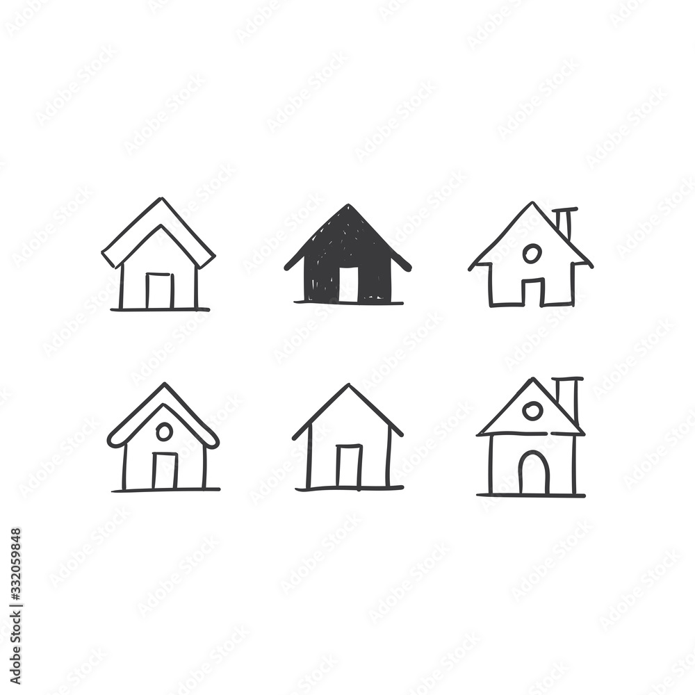 House doodle illustrations, hand drawn cute homes. Stay home campaign. #stayhome House doodle illustrations, hand drawn cute homes. Stay home campaign. #stayhome