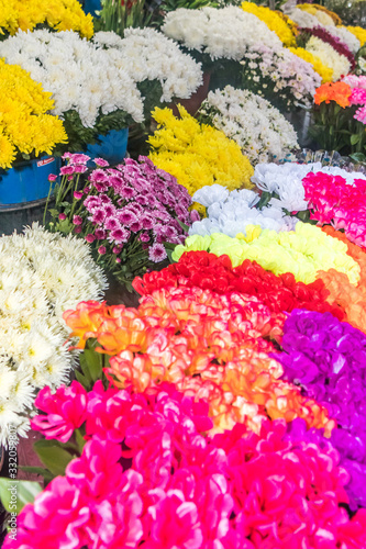 Flowers for sale on a market stall