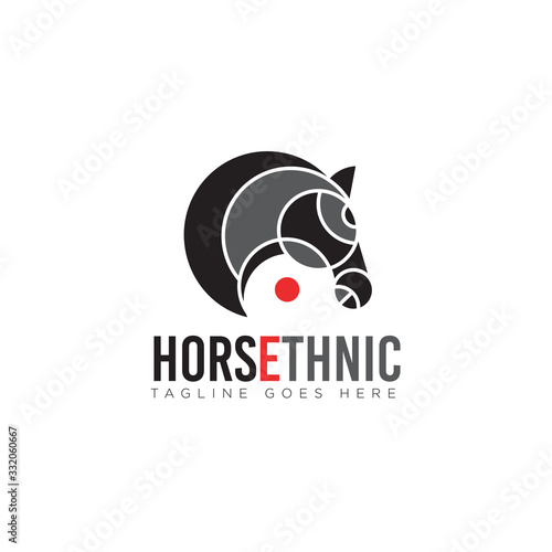 horsethnic logo with golden ratio  head horse and ethnic style vector