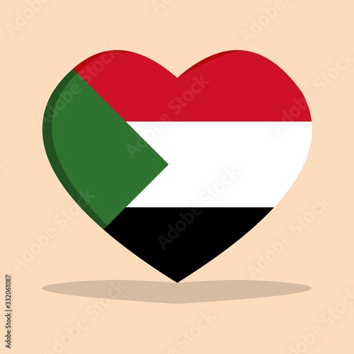 The national flag of sudan love icon isolated on cream background vector illustration