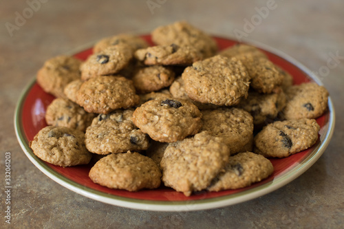 Pile of oatmeal cookies on a plate