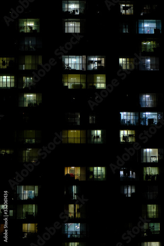 Modern Apartment Block at Night
