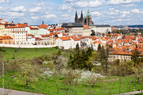 Prague castle with saint Vitus cathedral and Lesser town, Prague (UNESCO), Czech republic