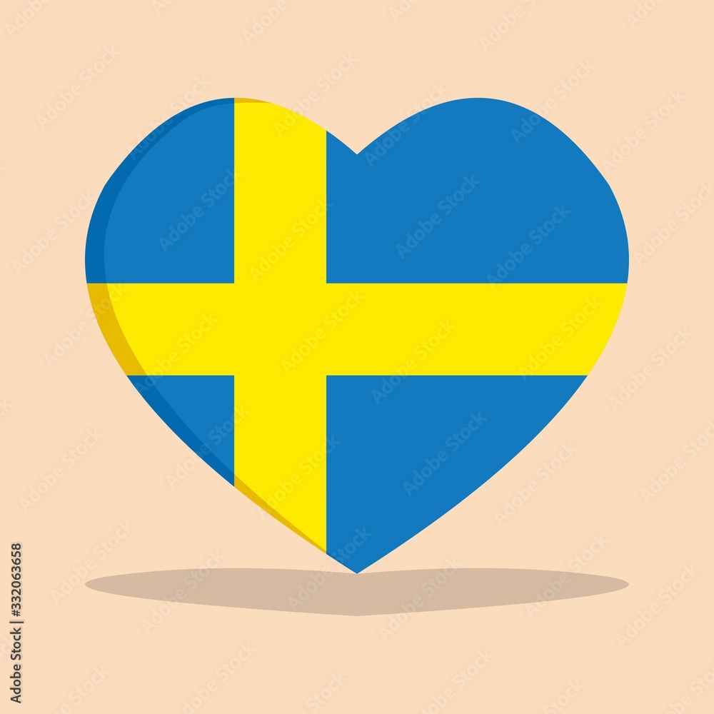 The national flag of sweden love icon isolated on cream background vector illustration The national flag of sweden love icon isolated on cream background vector illustration