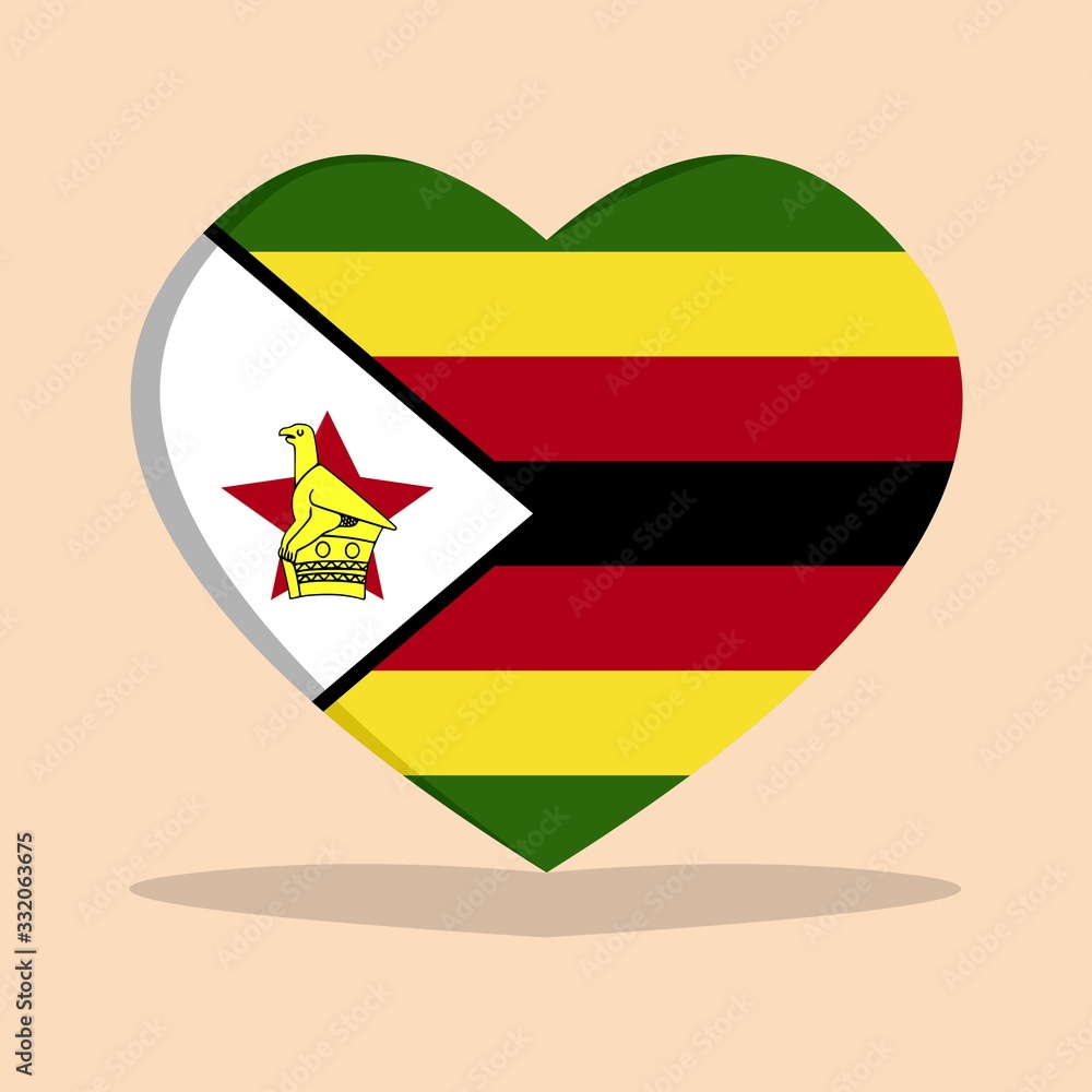 The national flag of zimbabwe love icon isolated on cream background vector illustration The national flag of zimbabwe love icon isolated on cream background vector illustration