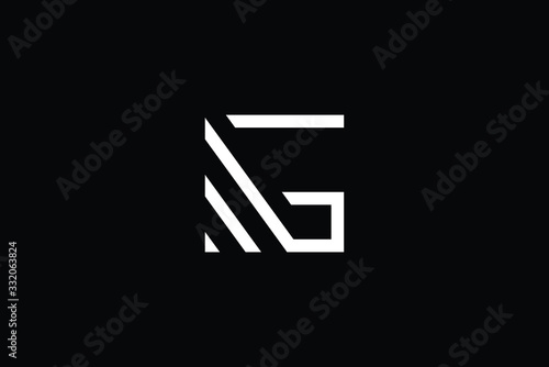 Minimal elegant monogram art logo. Outstanding professional trendy awesome artistic MG GM initial based Alphabet icon logo. Premium Business logo White color on black background
