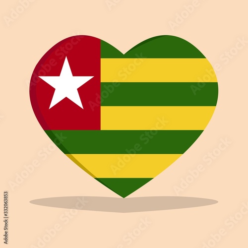 The national flag of togo love icon isolated on cream background vector illustration