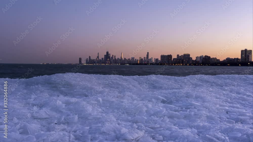 Chicago skyline - Winter Time Lapse Chicago skyline - Winter Time Lapse