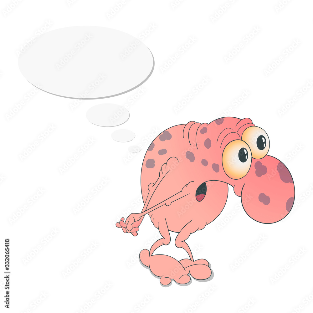 Spotted pink monster with a big nose. Spotted pink monster with a big nose.