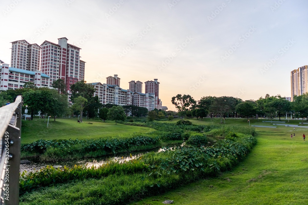 high dynamic range landscape of neighborhood park
